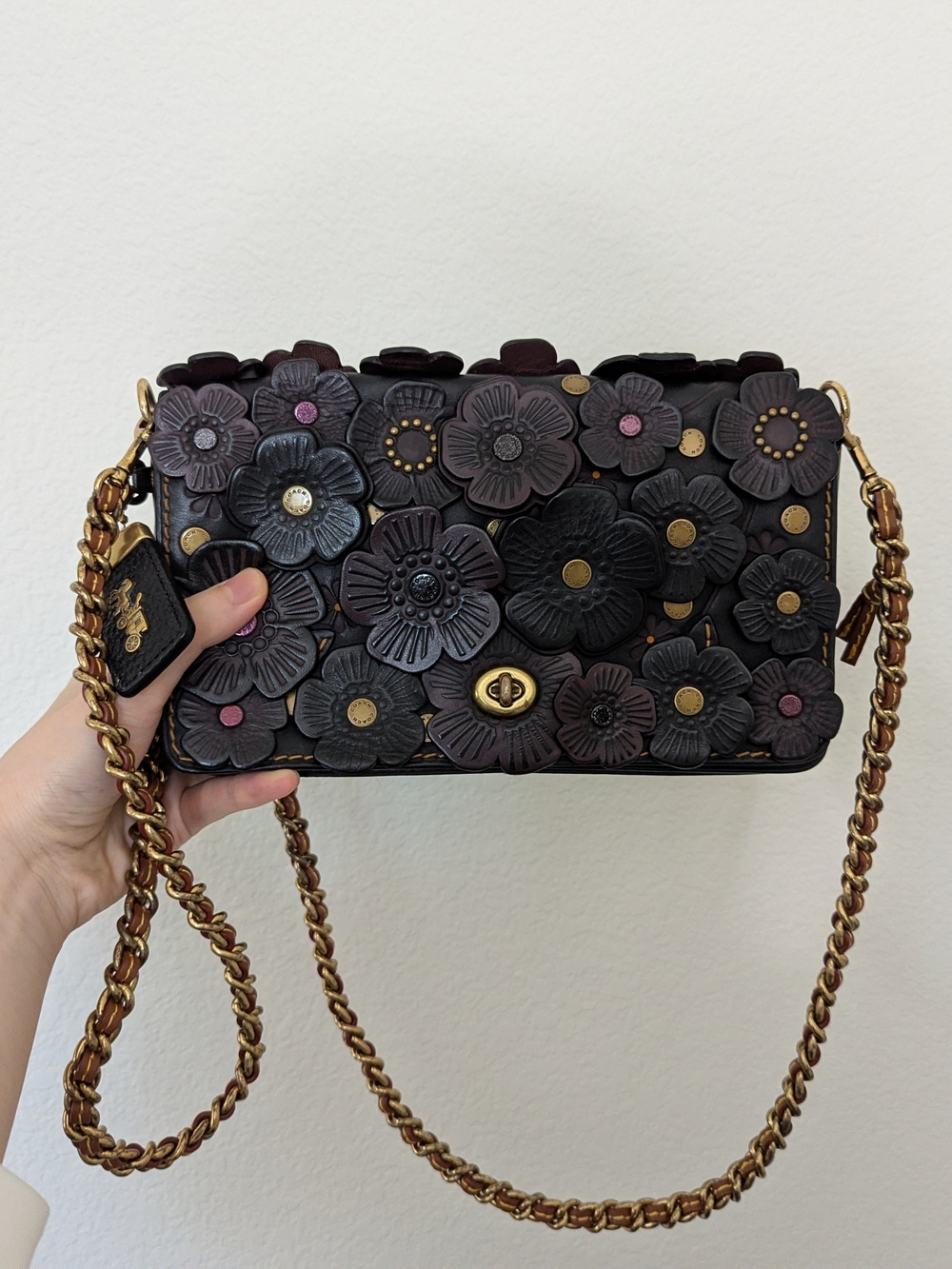 Coach 1941 Tea Rose Dinky Black Glovetanned Leather DK-20215 Chain Bag Pre-owned